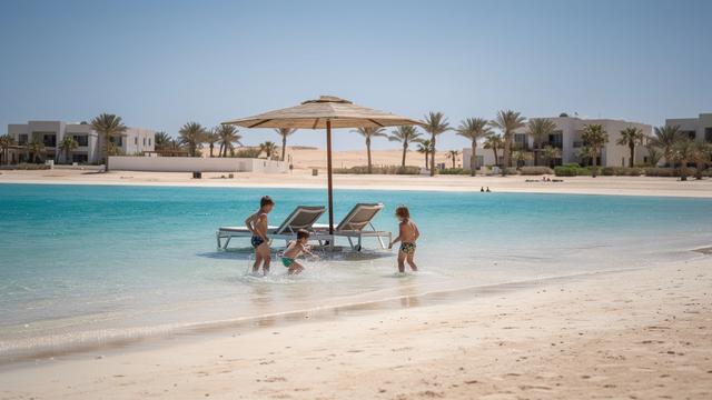 Shallow lagoon at a family beach resort in Hurghada, Egypt